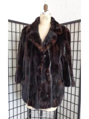 Mint Natural Canadian Dark Ranch Mink Fur Coat Jacket Women Woman Size 8-10 Med